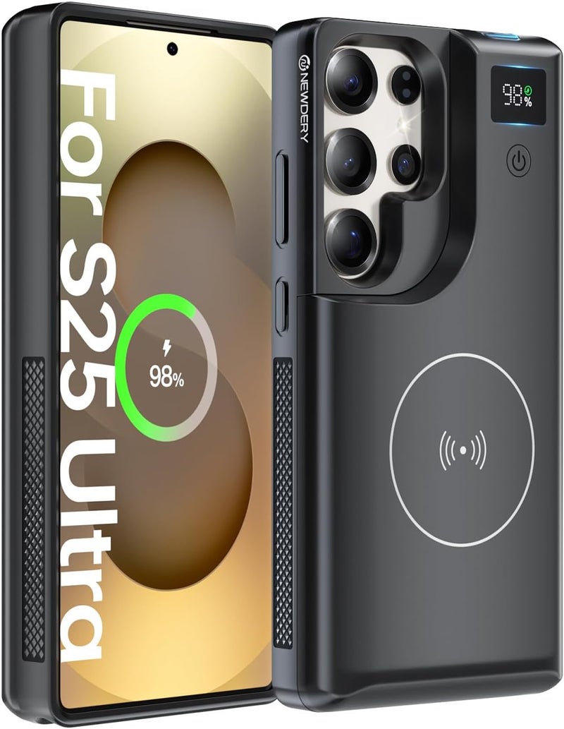 Newdery for Samsung Galaxy S25 Ultra Battery Case 6.9",10000mAh Portable Power Bank with LED Display, Qi Wireless Charger & 20W USB C Fast Charging, Sync-Data Supported Black - Image 1